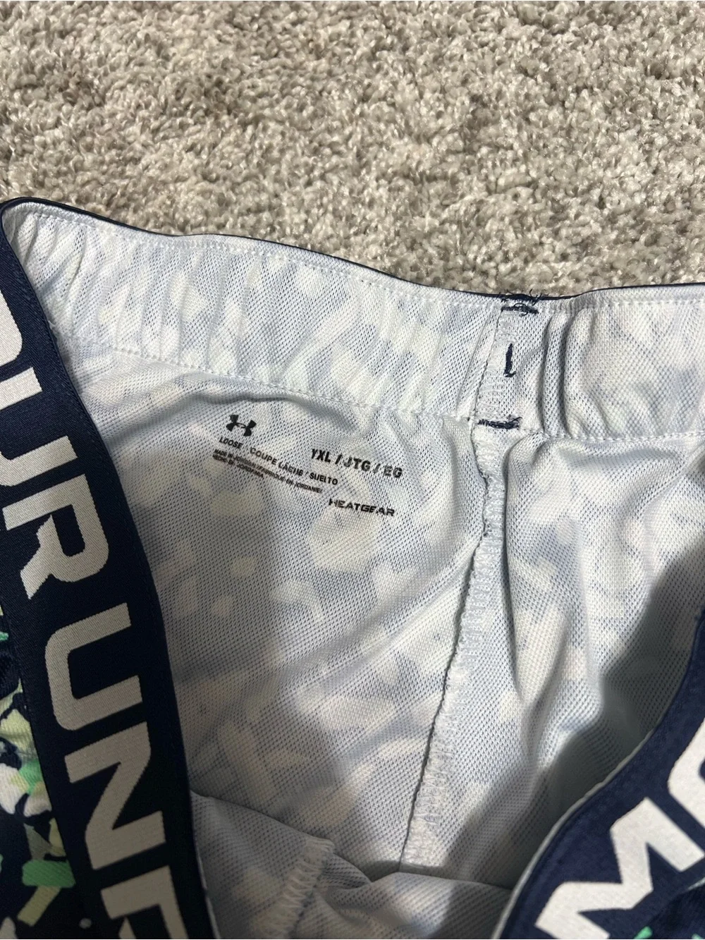 Under Armour Girls Navy Printed Active Shorts - Green Pattern